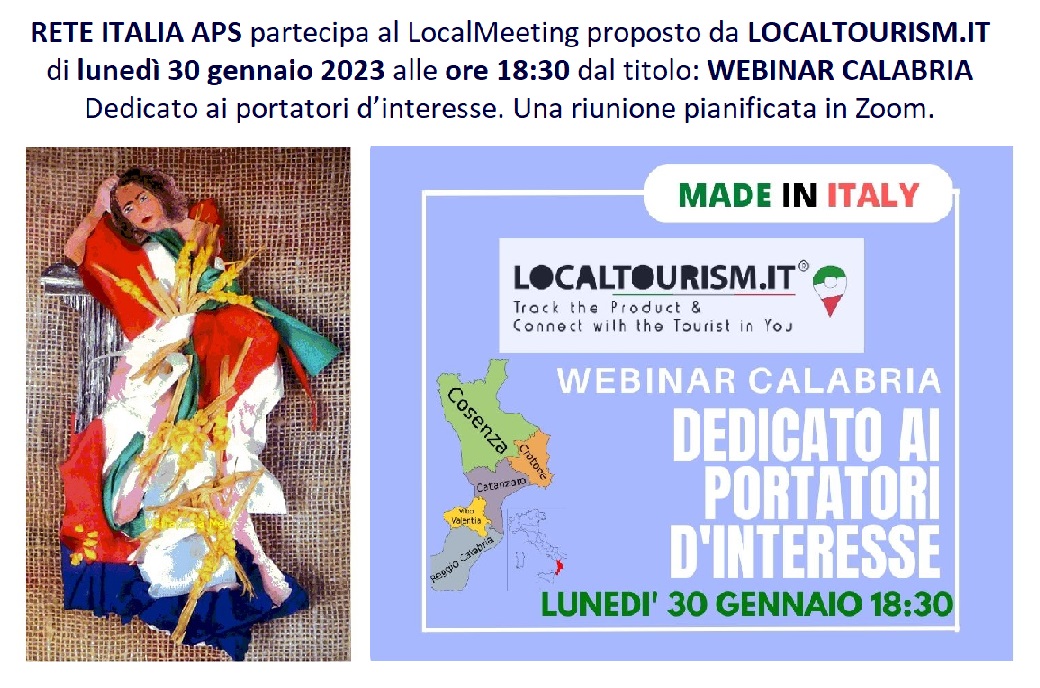 RETE ITALIA APS, associazione affiliata alla Rete Nazionale CNS Libertas, partecipa con i suoi referenti territoriali al LocalMeeting proposto da LOCALTOURISM.IT