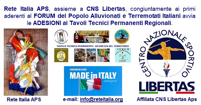 RETE ITALIA APS e CNS LIBERTAS avviano i lavori del FORUM Nazionale istituendo quelli regionali