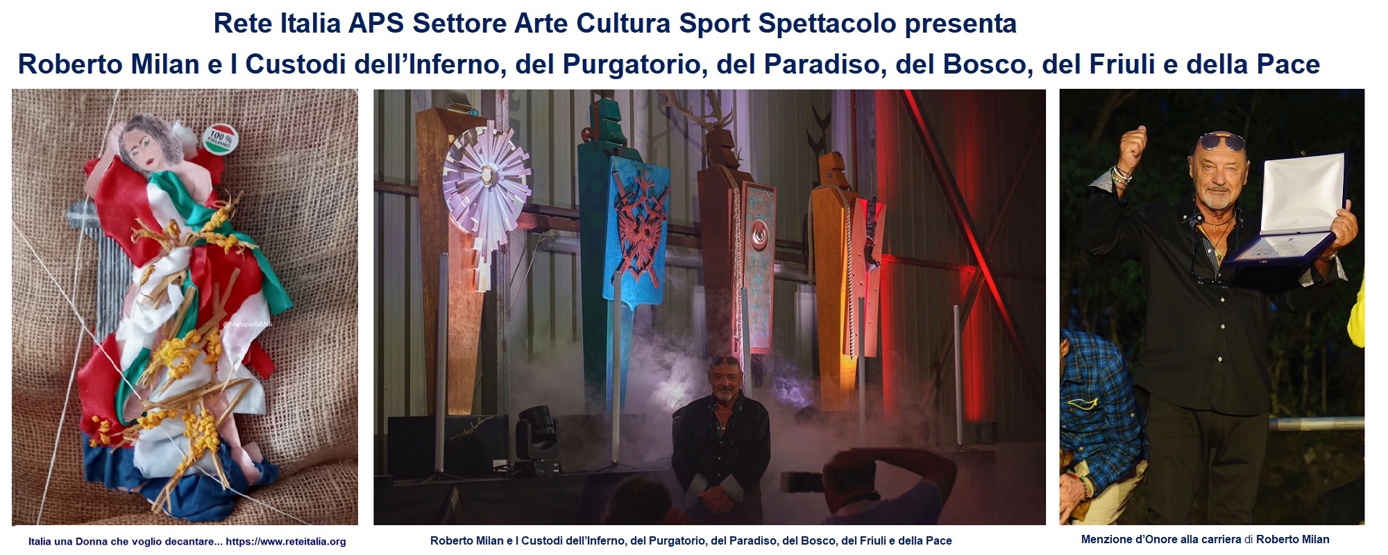 Rete Italia APS Settore Arte Cultura Sport Spettacolo presenta I Custodi opere del maestro Roberto Milan