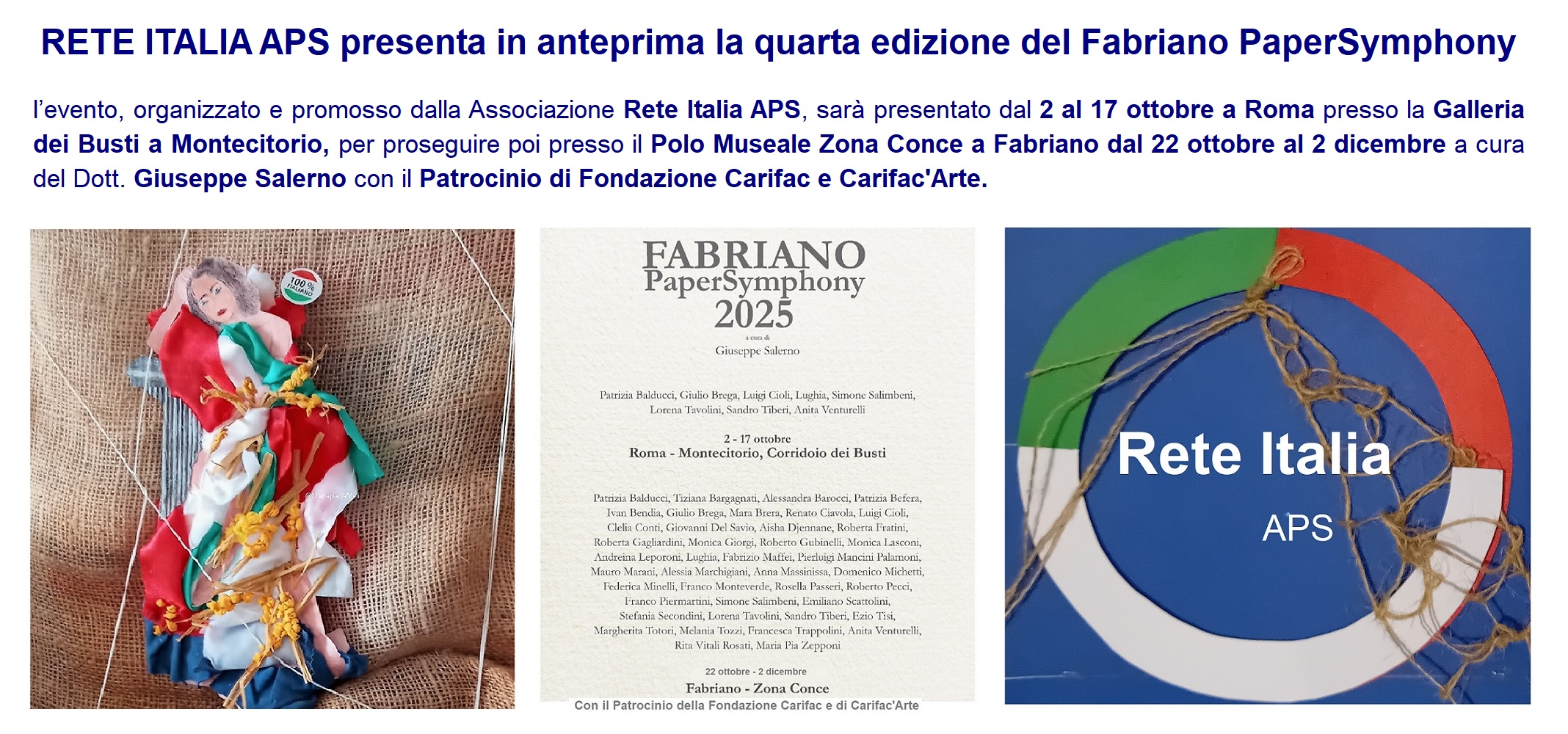 RETE ITALIA APS presenta in anteprima la quarta edizione del Fabriano PaperSymphony